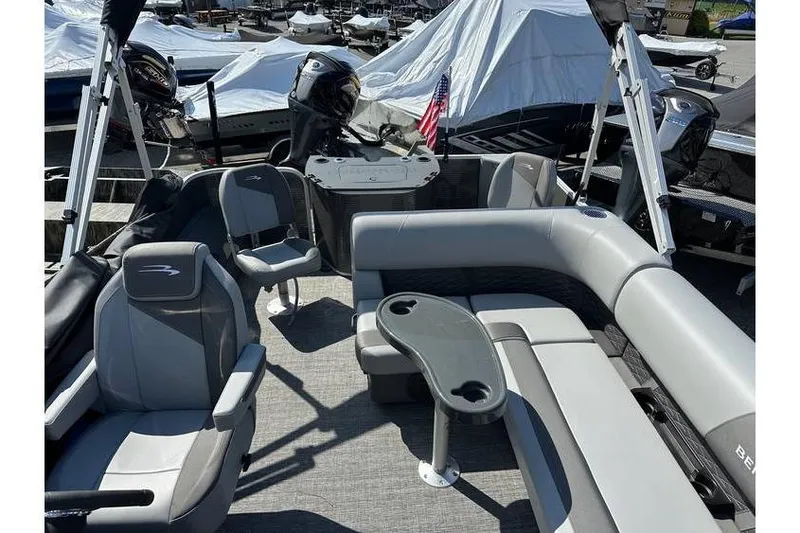 Slide: The Image of 2025 Bennington 20 SF Family boat with four fishing seats and modern interior design. - 8