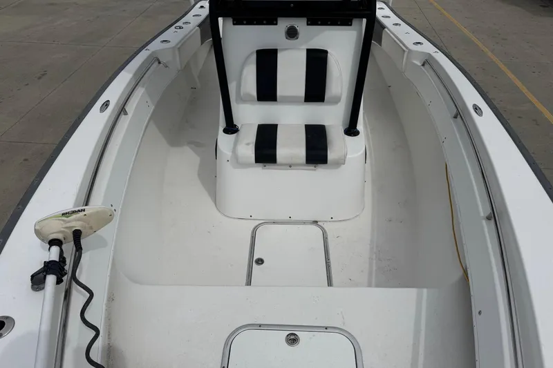 Slide: The Image of 2018 Cape Horn 27 boat interior with seating and deck view. - 14