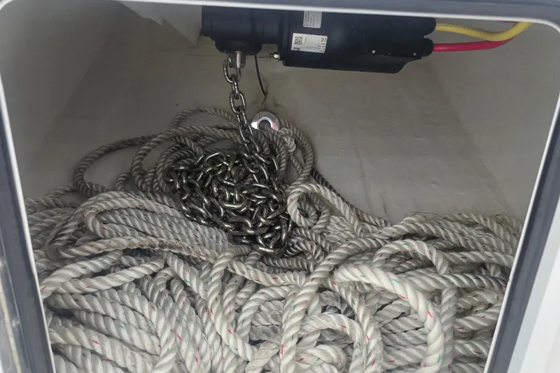Slide: The Image of Anchor chain and rope storage in 2022 Invincible 33 Catamaran compartment. - 40