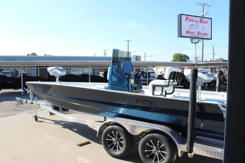 Slide: The Image of 2026 Excel Bay Pro Elite 220 boat on trailer at Fun-N-Sun Boat Sales. - 7