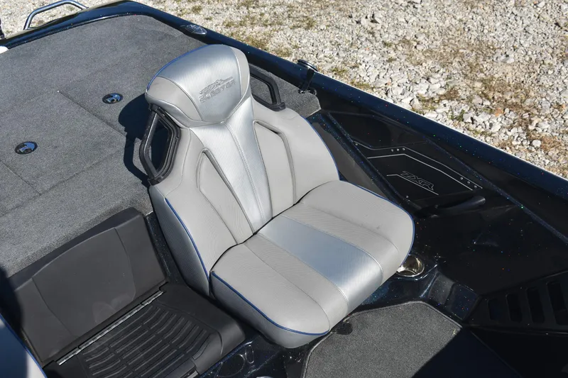 Slide: The Image of 2023 Skeeter ZXR20 boat seat with sleek design and comfortable padding. - 10