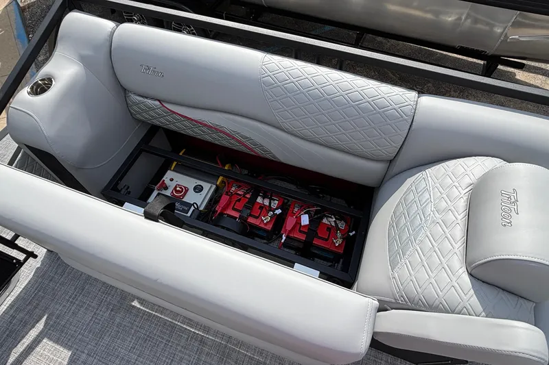 Slide: The Image of Luxurious seating with battery compartment in 2026 JC Sporttoon 26TT boat. - 8