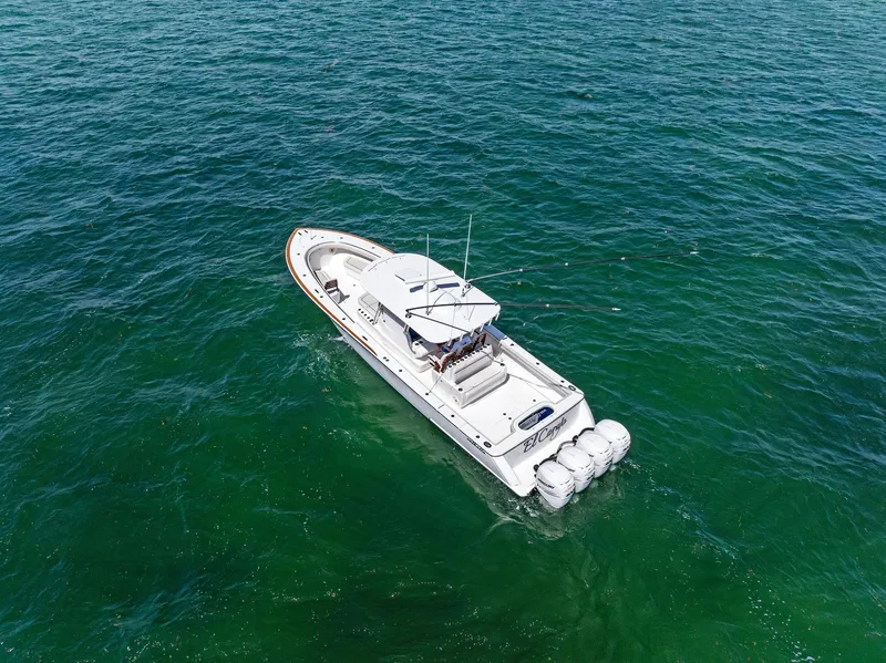 Slide: The Image of 2021 Valhalla Boatworks V-41 cruising on open water, aerial view. - 12