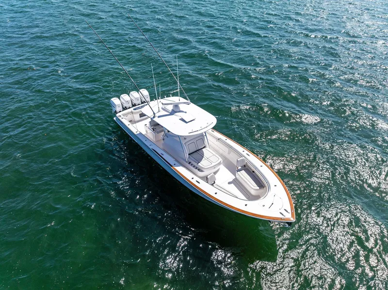 Slide: The Image of 2021 Valhalla Boatworks V-41 on open water, aerial view. - 15