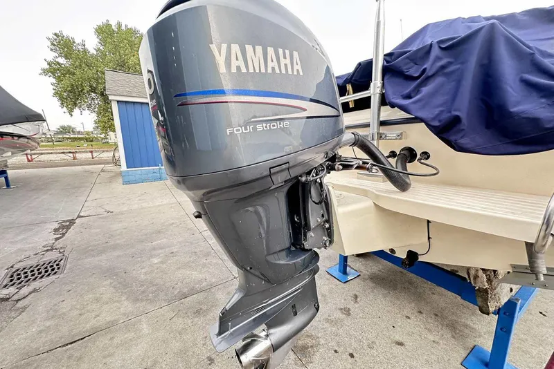 Slide: The Image of Yamaha four-stroke outboard motor on 2007 Grady-White Tournament 225 boat. - 2