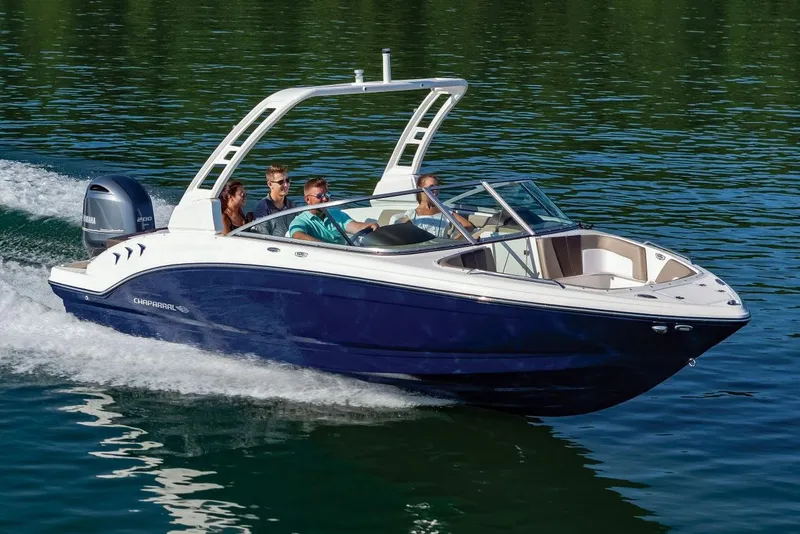 The Image of Manufacturer Provided Image: 2025 Chaparral 23 SSi OB boat cruising on a lake with passengers onboard. - 0