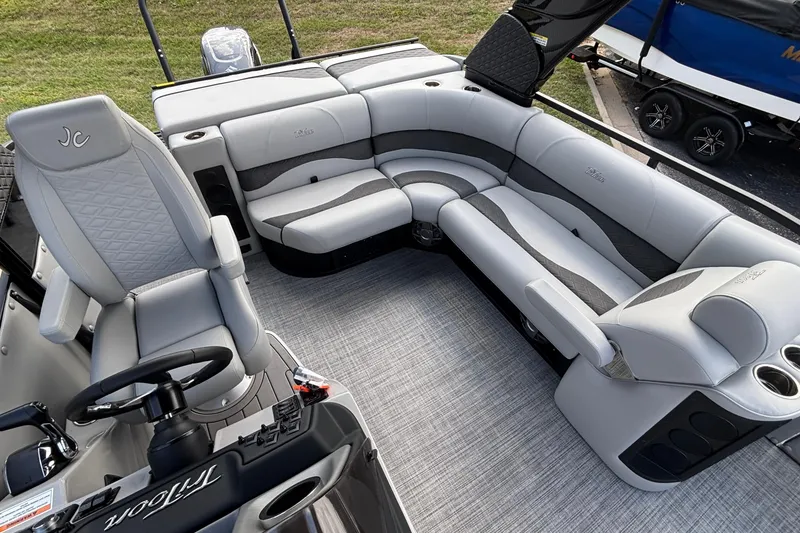 Slide: The Image of Luxurious interior of 2026 JC NEPTOON 27TT SPORT pontoon boat with plush seating. - 12