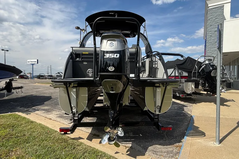 Slide: The Image of 2026 JC NEPTOON 27TT SPORT boat with Suzuki 350 engine displayed outdoors. - 3