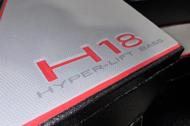 Slide: The Image of 2026 Xpress H18 Bass boat logo with red and gray design. - 22