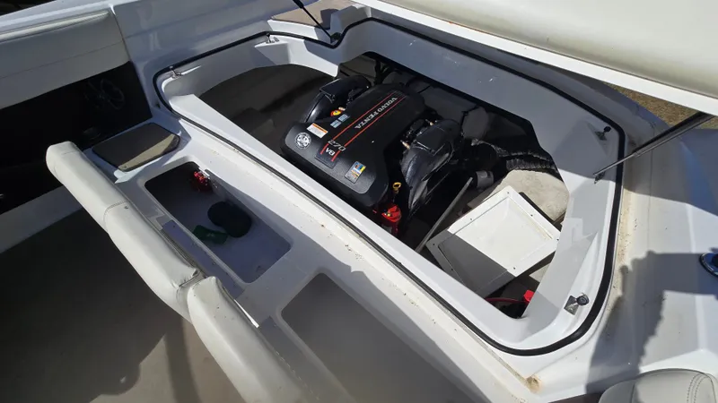 Slide: The Image of 2013 Cobalt 210 boat engine compartment with Volvo Penta V8 engine. - 20
