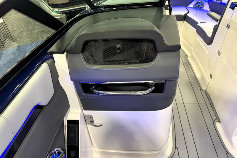 Slide: The Image of Interior of 2026 Chaparral GTS 6 boat with modern seating and sleek design. - 16