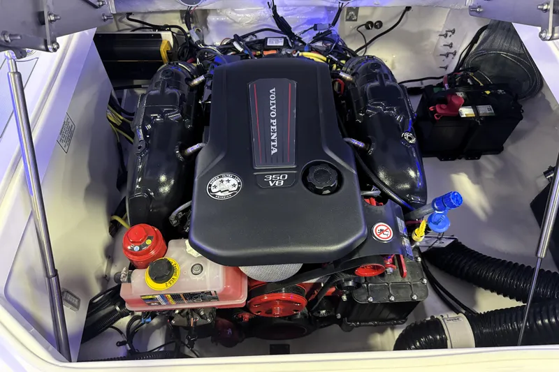 Slide: The Image of 2026 Chaparral GTS 6 engine compartment featuring Volvo Penta 350 V8 engine. - 31