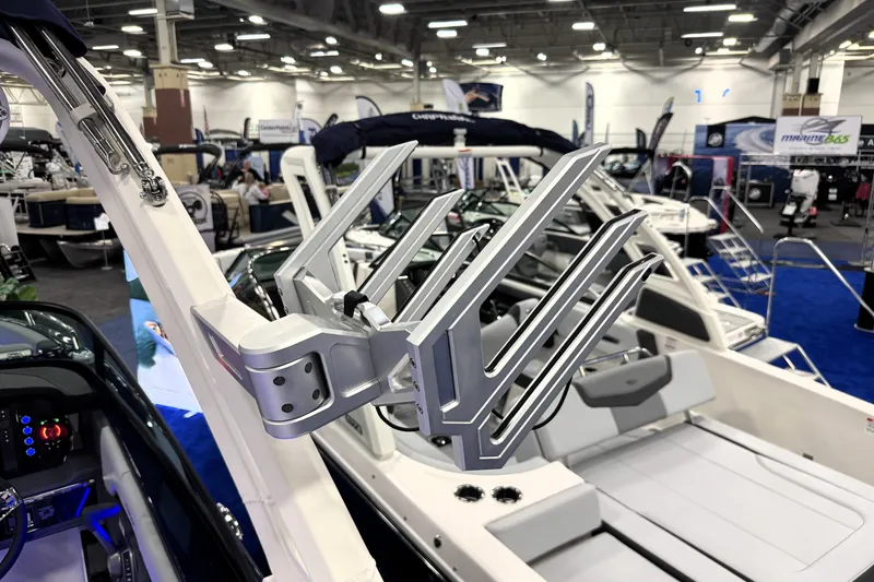 Slide: The Image of 2026 Chaparral GTS 6 boat with sleek design at indoor exhibition. - 38