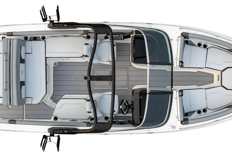 Slide: The Image of 2026 Chaparral GTS 6 boat displayed at a marine exhibition, featuring sleek design and modern amenities. - 7