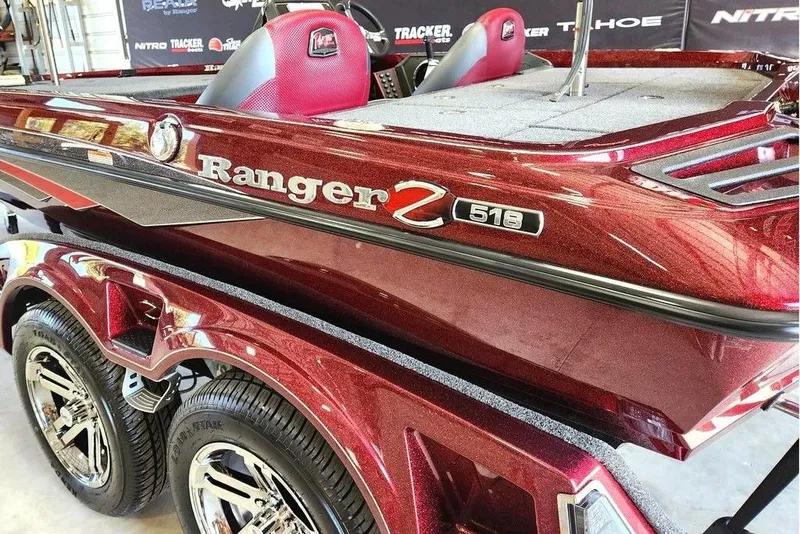 Slide: The Image of 2026 Ranger Z518 Cup-Equipped boat interior with sleek design and comfortable seating. - 11