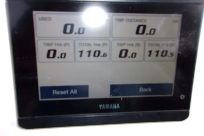 Slide: The Image of Display screen showing trip and total hours for 2025 Tidewater 320 CC Adventure. - 17