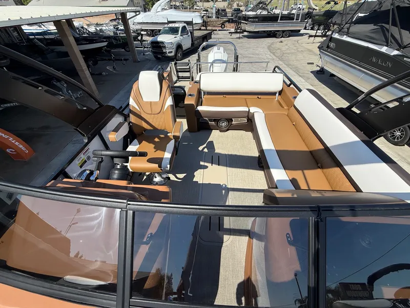 Slide: The Image of Avalon 25' LSZ Platinum Versatile Rear Bench Windshield w/ 200HP Mercury! 2026 - 5