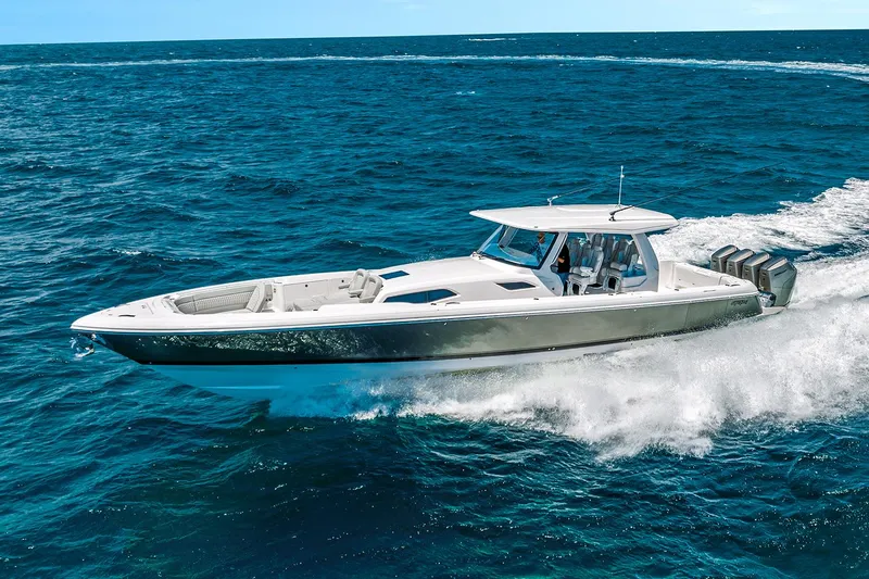 Slide: The Image of Manufacturer Provided Image: 2025 Intrepid 51 Panacea cruising on open water. - 14