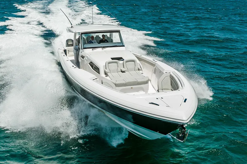 Slide: The Image of Manufacturer Provided Image: 2025 Intrepid 51 Panacea cruising on open water. - 15