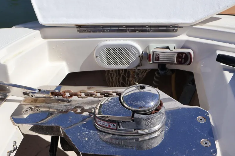 Slide: The Image of Anchor winch and chain on a 2014 Azimut 38 yacht deck. - 29