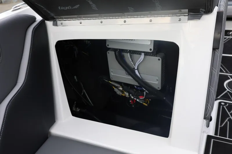 Slide: The Image of 2026 Tigé 22RZX boat interior wiring and electronic components. - 51