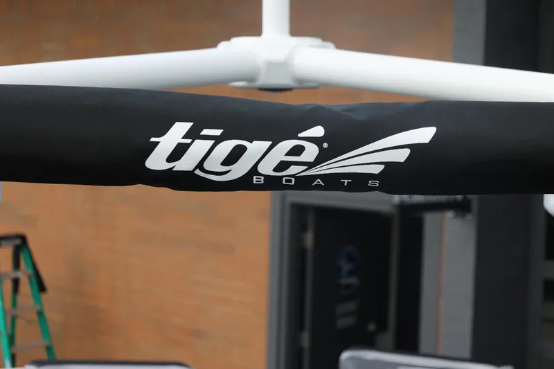 Slide: The Image of Tigé Boats logo on a 2026 Tigé 22RZX boat cover. - 54