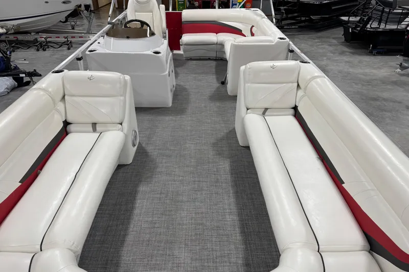 Slide: The Image of 2015 JC 241 Spirit TT Sport boat interior with white and red seating. - 10