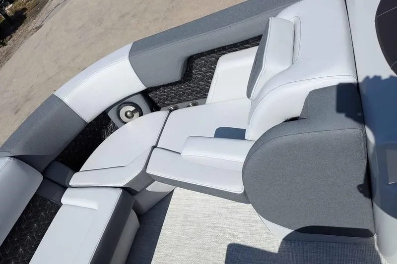 Slide: The Image of Luxurious seating on 2026 Alera M23Q boat, featuring modern design and premium materials. - 14