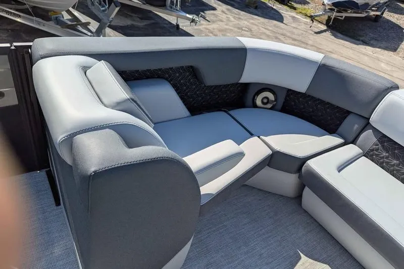 Slide: The Image of Luxurious seating on 2026 Alera M23Q boat, featuring modern design and comfortable upholstery. - 15