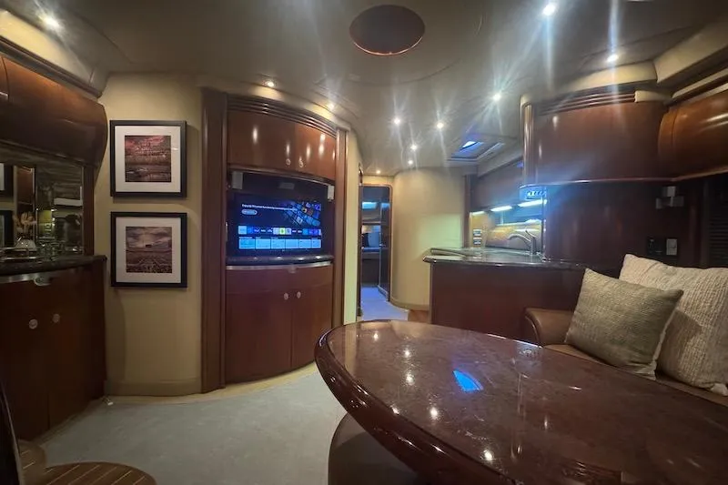 Slide: The Image of Luxurious interior of 2005 Sea Ray 500 Sundancer yacht with modern amenities and elegant design. - 40