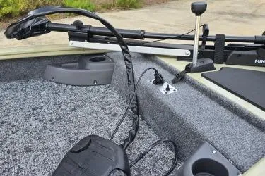 Slide: The Image of 2026 Tracker Pro Team 175 Crappie Edition boat interior with fishing equipment. - 5