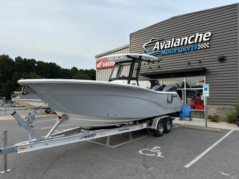 The Image of 2025 Sea Fox 268 Commander boat on trailer at Avalanche Motorsports dealership. - 0