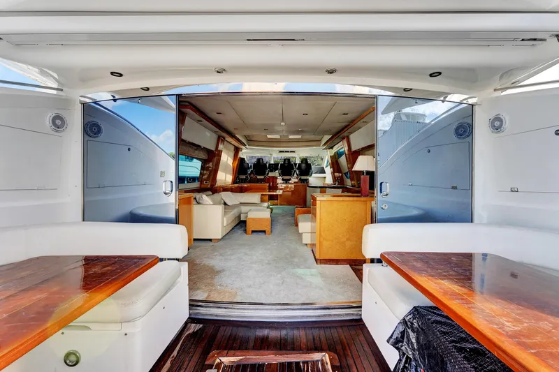 Slide: The Image of Luxurious interior of 2007 Sunseeker Predator 108 yacht with elegant seating and wooden accents. - 35