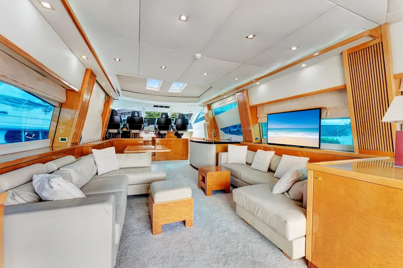 Slide: The Image of Luxurious interior of 2007 Sunseeker Predator 108 yacht with plush seating and modern design. - 7