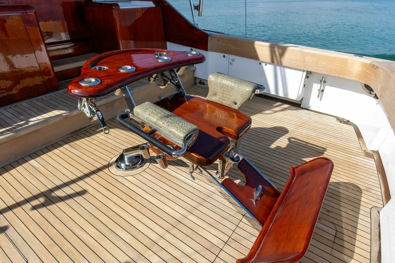 Slide: The Image of Luxurious fishing chair on 2004 Custom Ebony Sportfish 65' CNV yacht deck. - 34