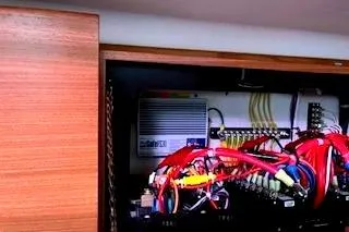 Slide: The Image of Electrical panel with wiring inside a 2016 Catalina 445 sailboat. - 19