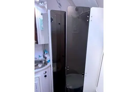 Slide: The Image of Bathroom interior of a 2016 Catalina 445 yacht with shower and sink. - 37