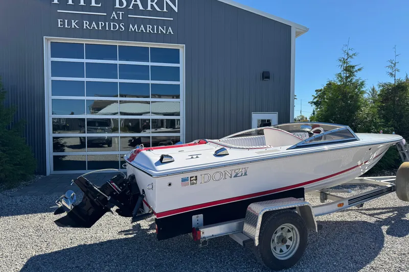 Slide: The Image of 2001 Donzi 16 Classic boat on trailer at Elk Rapids Marina. - 3