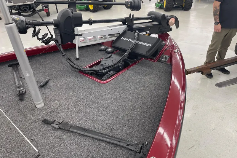 Slide: The Image of 2023 Vexus AVX1980 boat with Minn Kota and Humminbird equipment on deck. - 9