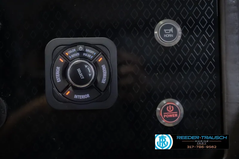 Slide: The Image of Control panel of 2026 Bennington 26 MSL boat with lighting and power buttons. - 45