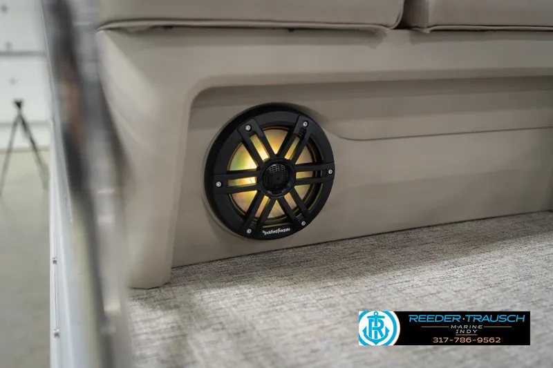 Slide: The Image of Speaker system in 2026 Bennington 26 MSL boat interior, featuring Rockford Fosgate audio. - 52