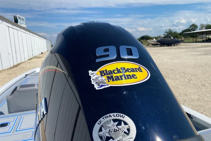Slide: The Image of Outboard motor on 2026 G3 Sportsman 1710SE with BlackBeard Marine sticker. - 5