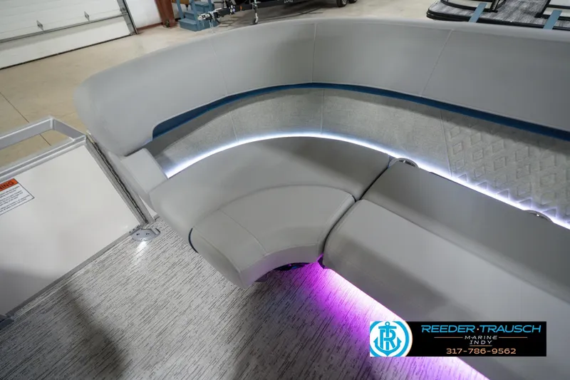 Slide: The Image of Luxurious seating on 2026 Bennington 22 MFB boat with ambient LED lighting. - 26