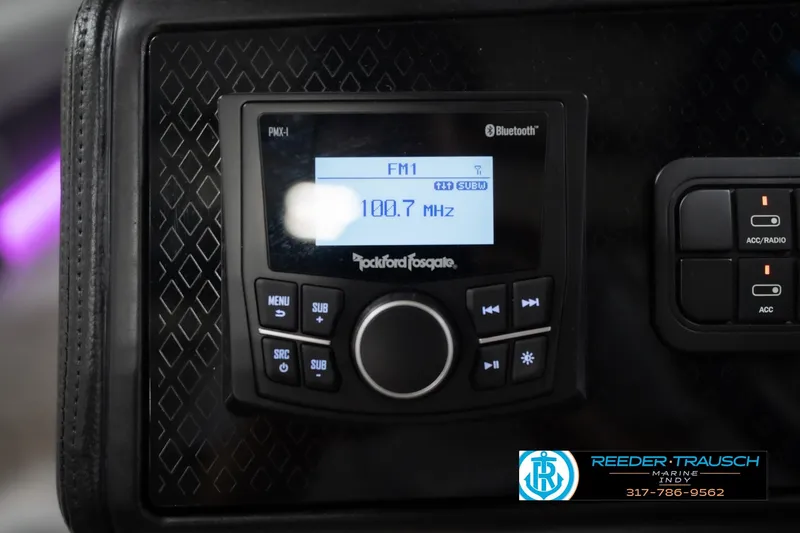 Slide: The Image of Rockford Fosgate PMX-1 stereo system in 2026 Bennington 22 MFB boat dashboard. - 38