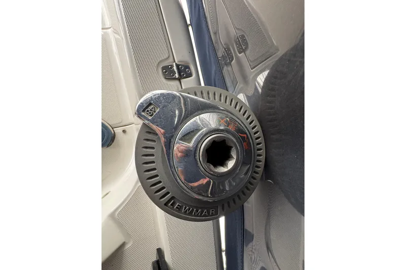 Slide: The Image of Close-up of a Lewmar winch on a 1999 Hunter Passage 420 sailboat. - 85