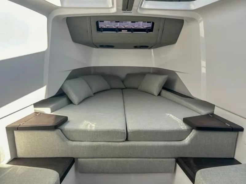 Slide: The Image of Luxurious cabin interior of 2024 Axopar 37XC CROSS CABIN with comfortable seating. - 10