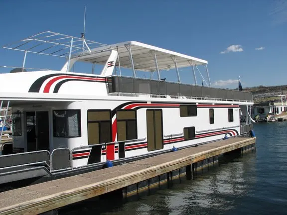 The Image of Sumerset Solar Express houseboat docked, 2007 model. - 0
