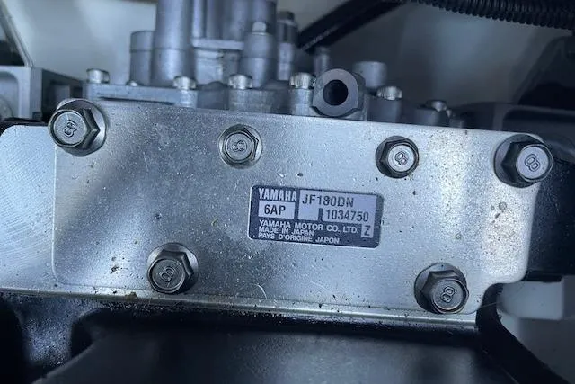 Slide: The Image of Close-up of a Yamaha 242 Limited S 2015 engine component with serial number plate. - 20