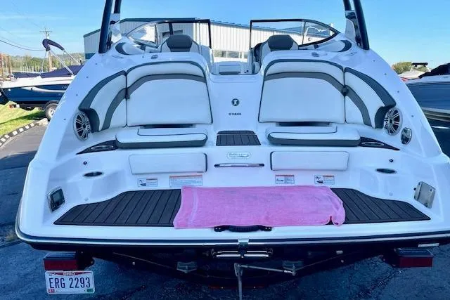 Slide: The Image of 2015 Yamaha Boats 242 Limited S, rear view with seating and speakers. - 5