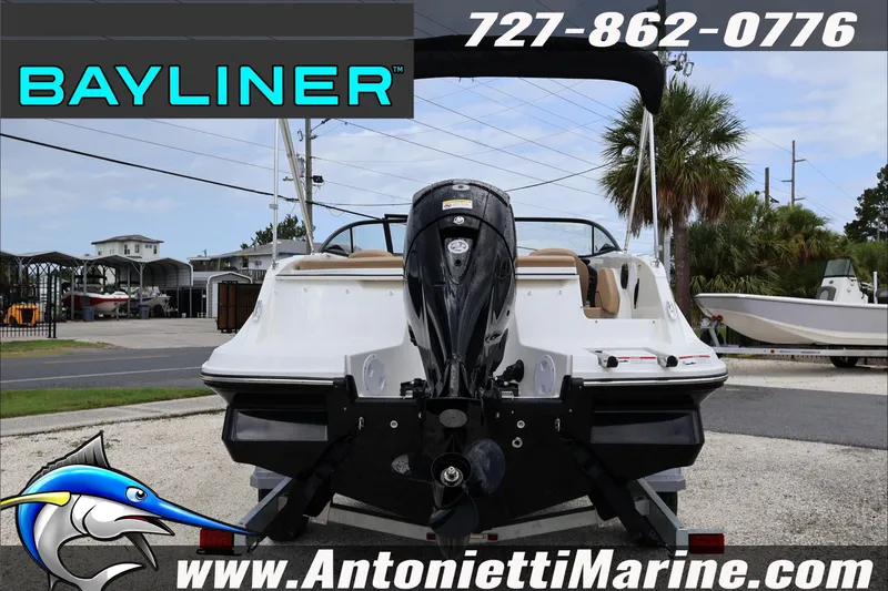 Slide: The Image of 2026 Bayliner V20 boat with outboard motor, displayed at Antonietti Marine dealership. - 4